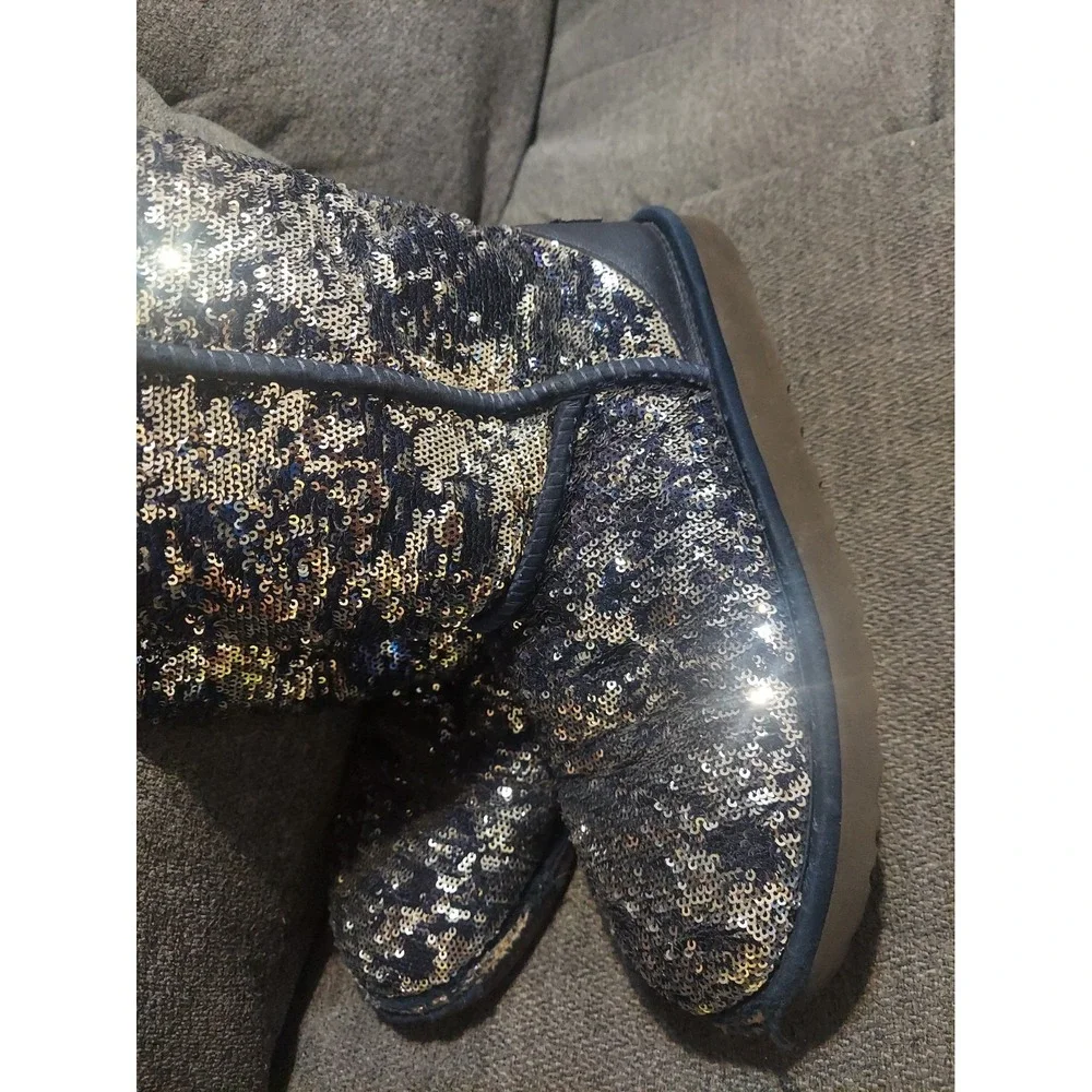 Ugg Blue Sequin Wintet Boots Size 9 Y2K ***read Description*** Sheepskin Fur